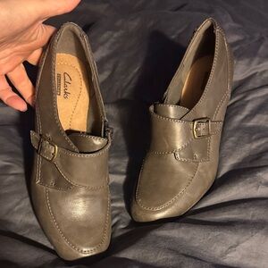 Clarks Emily2 Darcey Women's Taupe Leather Heeled Loafers
